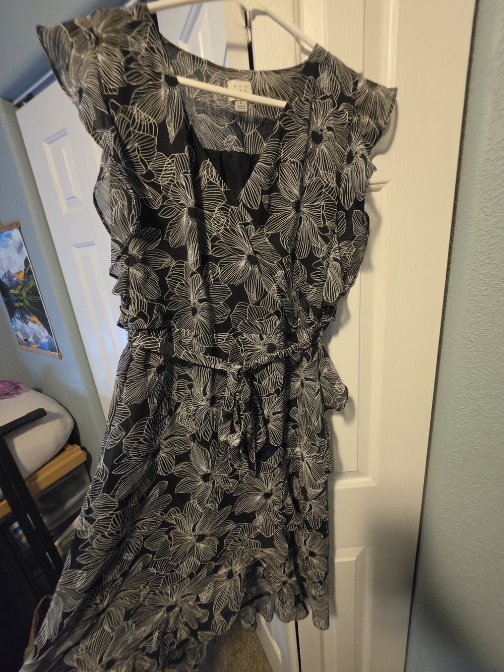 a new day Black & White Floral Midi Wrap Dress